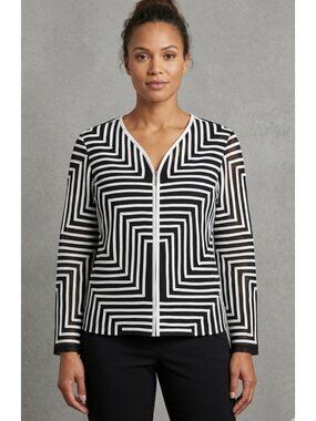 DRAPER'S & DAMON'S Rare Faux Leather Applique Zip Front Jacket Black/White XL
